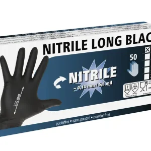 Nur Für Kurze Zeit Nitril Einmalhandschuhe "Nitrile Long Black" - Gr. XL S